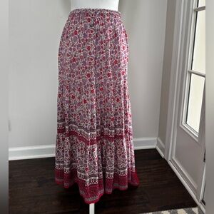 Knox Rose Maroon and White Floral Patterned Maxi Skirt